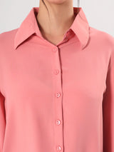 Solid Pink Point Collar Shirt