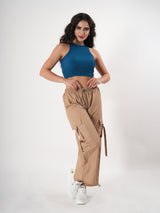 Straight fit Cargo With Pockets And Adjustable Strings-3