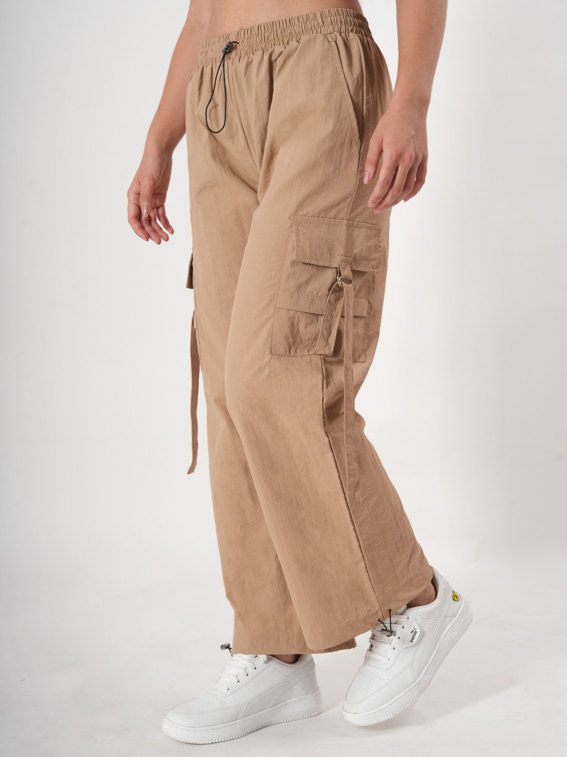 Straight fit cargo pants for women With Adjustable Strings – Clobug