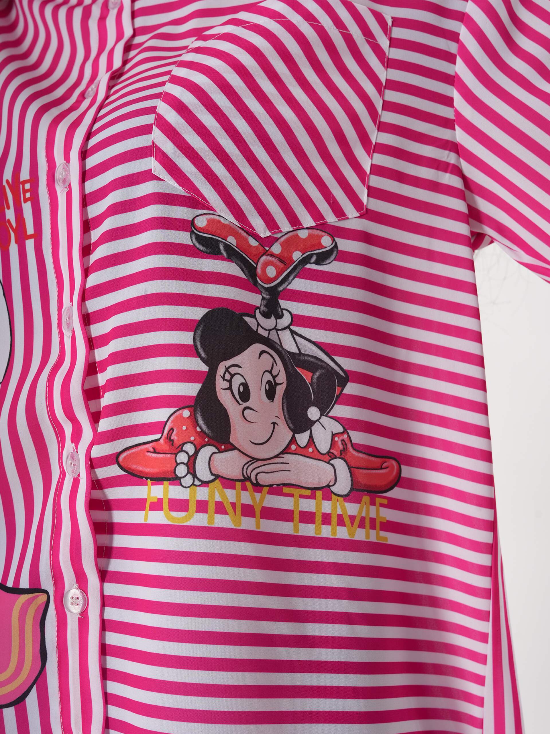 Stripped Pink Shirt With Full Sleeve & Point Collar