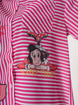 Stripped Pink Shirt With Full Sleeve & Point Collar