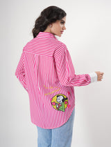 Stripped Pink Shirt With Full Sleeve & Point Collar
