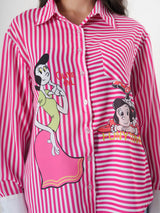 Stripped Pink Shirt With Full Sleeve & Point Collar