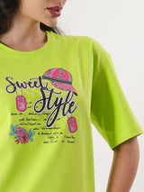 Sweet Style Print T- Shirt With Round Neck and Half Sleeve