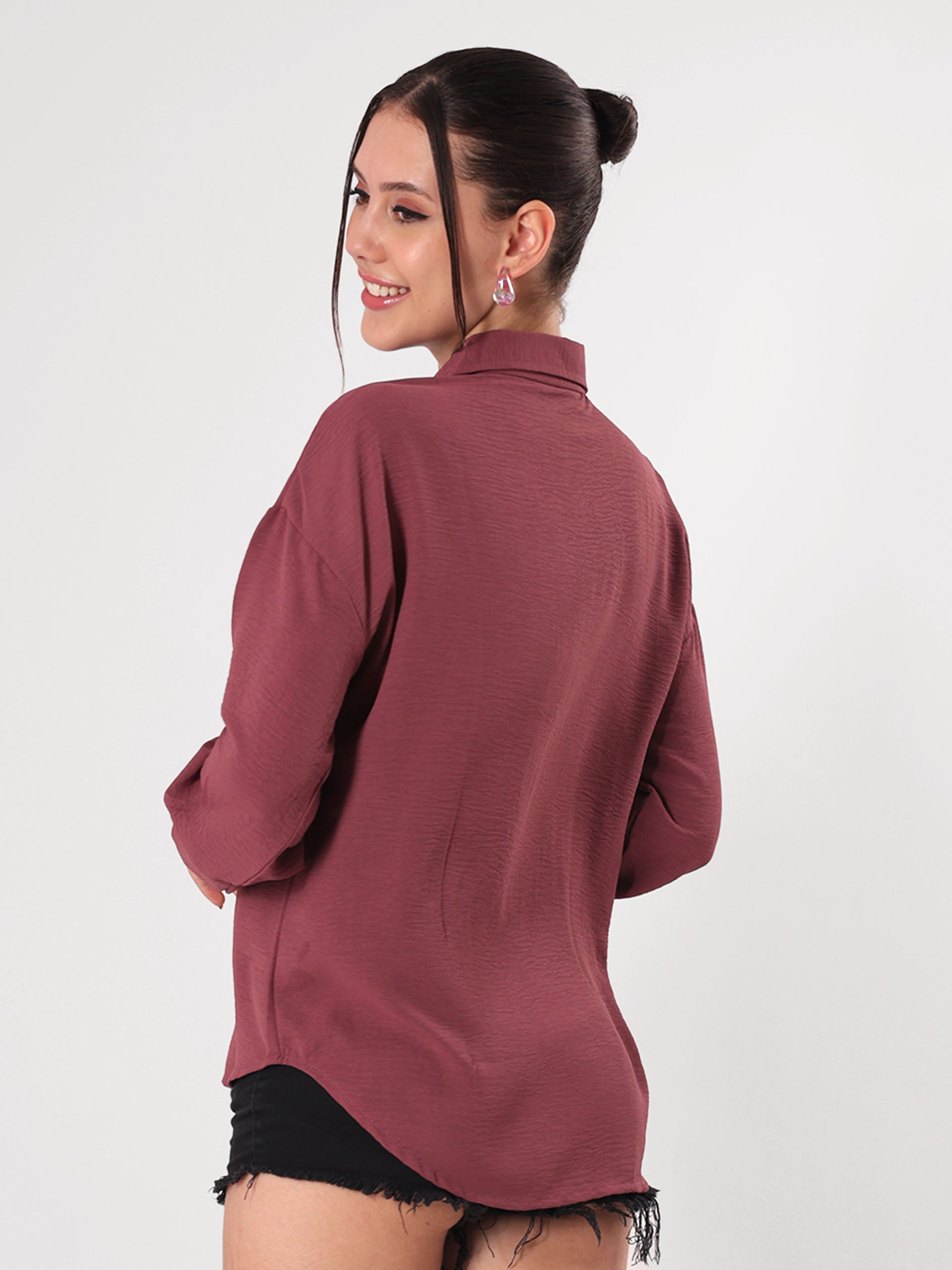 Textured Maroon Full Sleeve Shirt