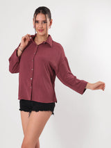 Textured Maroon Full Sleeve Shirt