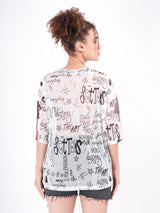 Typography Print Mesh Top