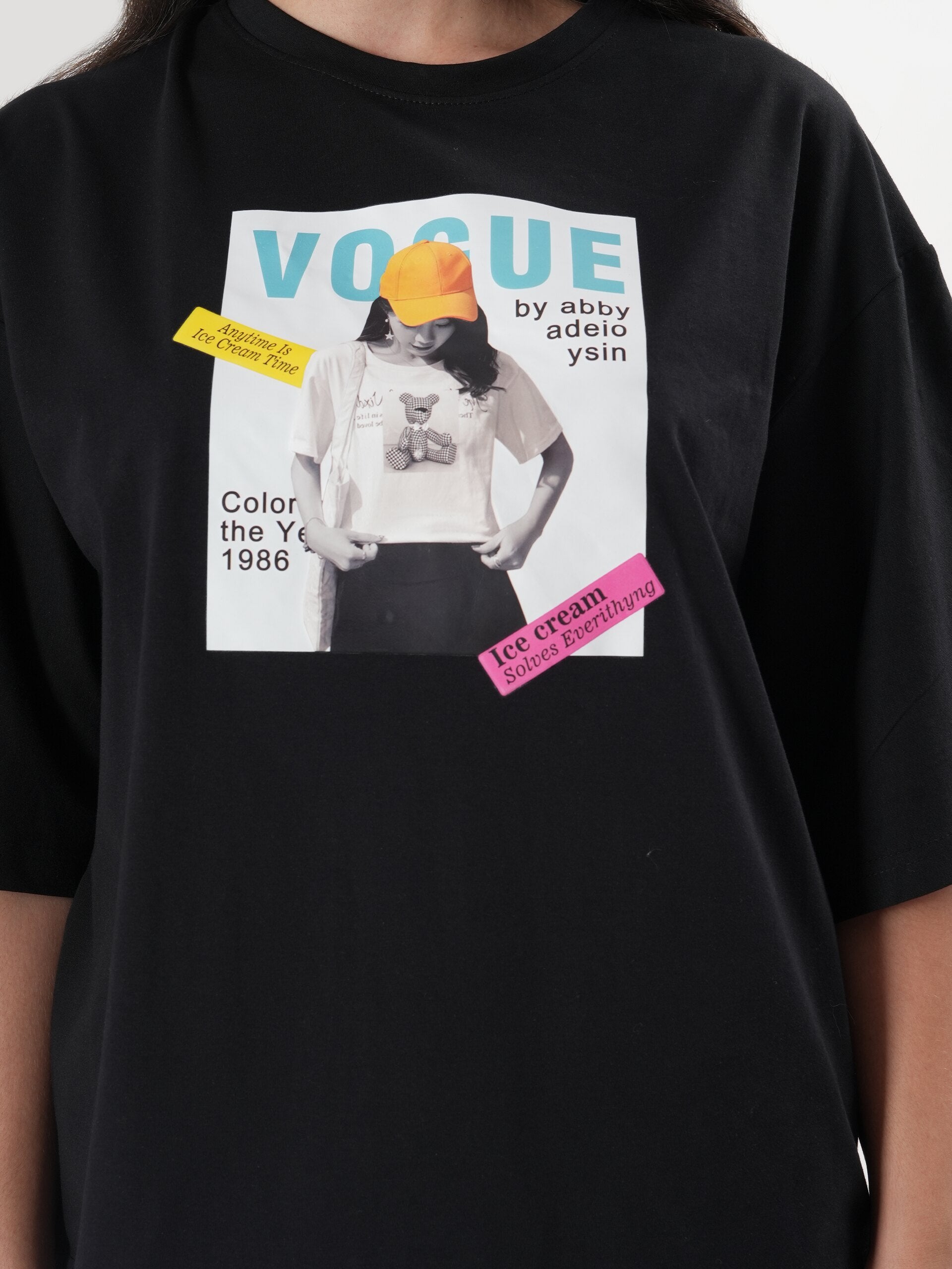Vogue Print T- Shirt With Round Neck & Half Sleeve