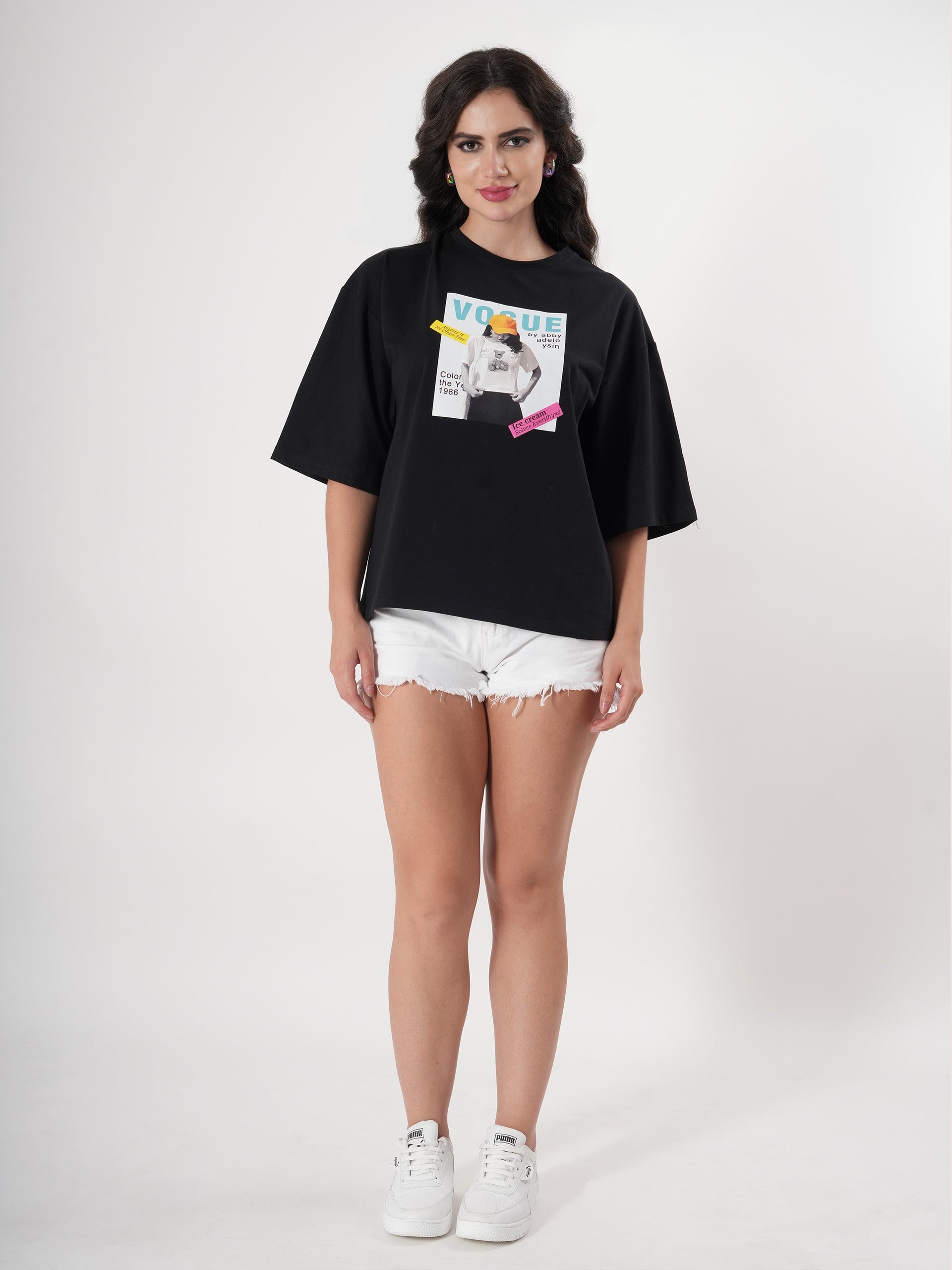 Vogue Print T- Shirt With Round Neck & Half Sleeve