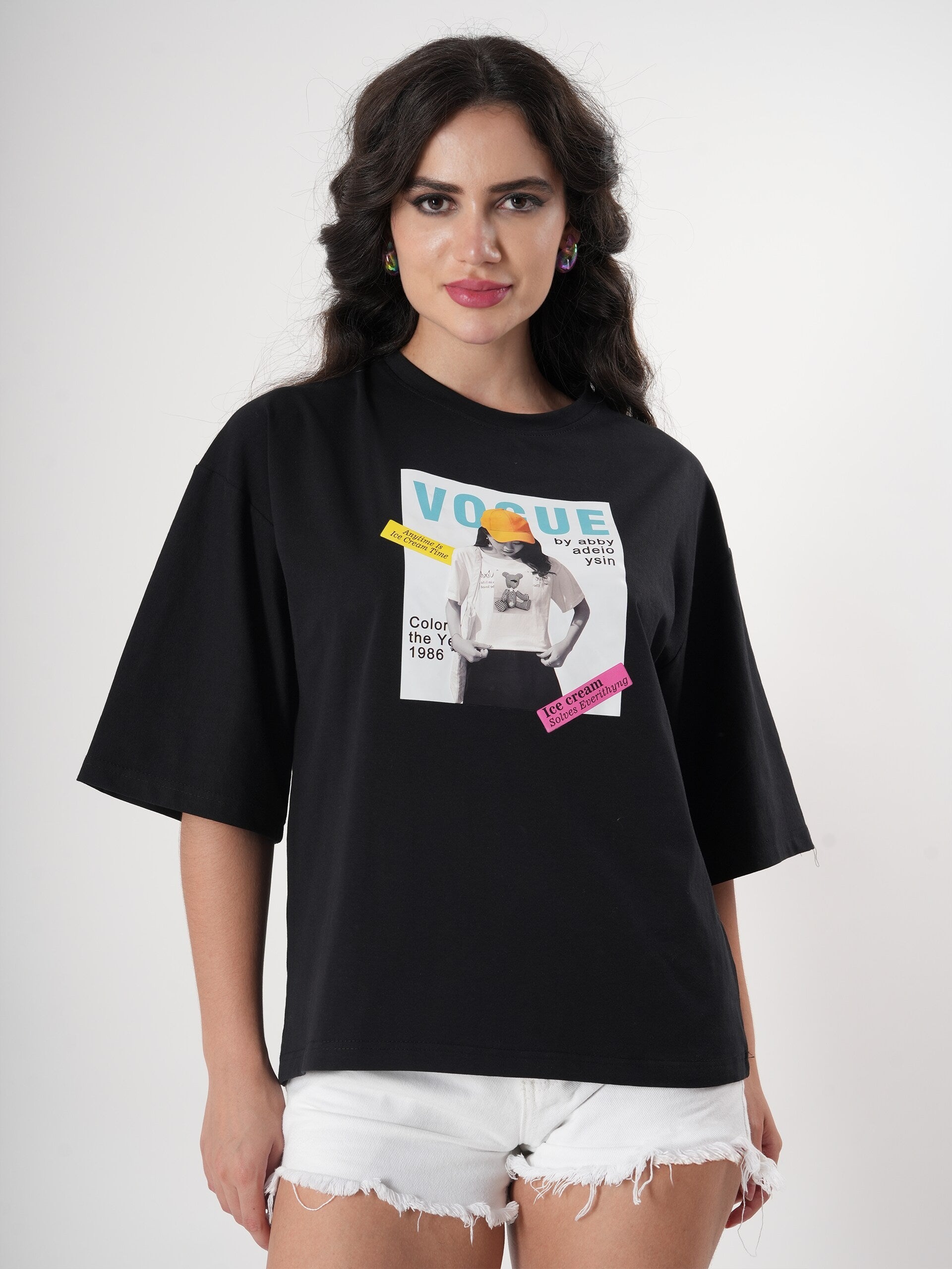 Vogue Print T- Shirt With Round Neck & Half Sleeve