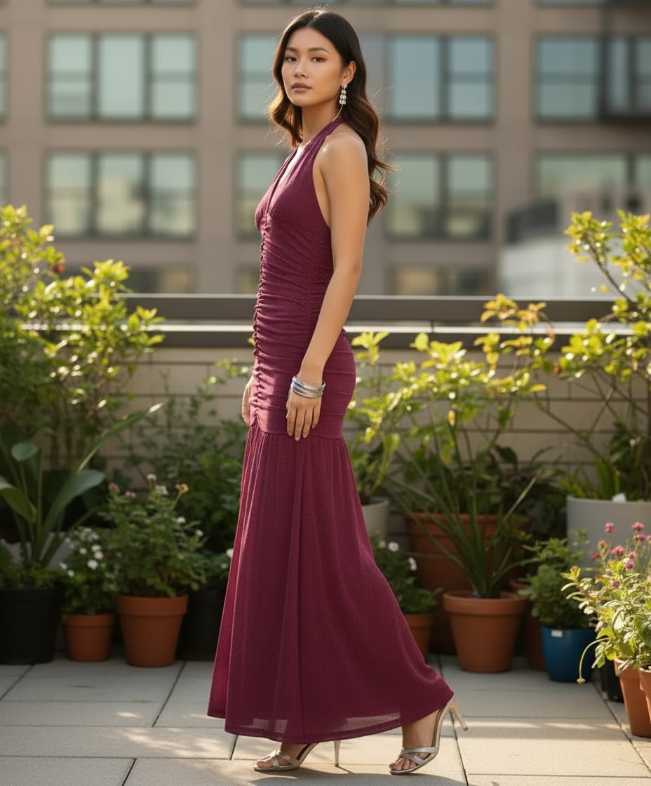 Clobug Women Maxi Maroon Dress