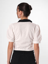 White Formal Crop Shirt