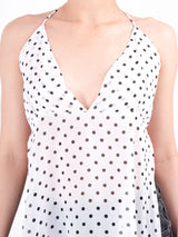 White Polka Dot Print Tunic Top