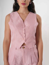Woven Whimsy: Promising Pink & White Co-ord Set