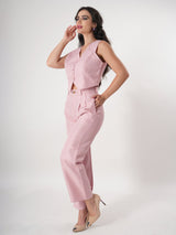 Woven Whimsy: Promising Pink & White Co-ord Set