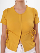 Yellow Front Slit Top With Adjustable Strings