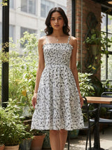 Clobug Women Sweethear Neck Printed Sleeveless Dress