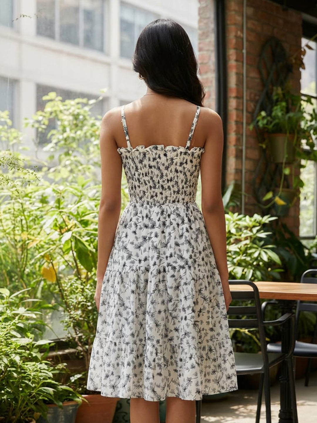 Clobug Women Sweethear Neck Printed Sleeveless Dress