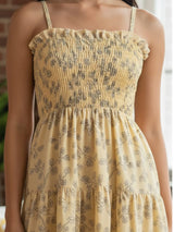 Clobug Women Sweethear Neck Printed Sleeveless Dress