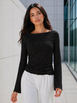 Clobug Women Full Sleeve Mesh Top