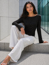 Clobug Women Full Sleeve Mesh Top