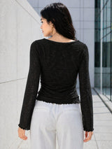 Clobug Women Full Sleeve Mesh Top