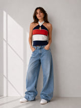 Women's Colorblock Cotton Blend Top
