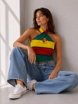 Women's Colorblock Cotton Blend Top