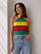 Women's Colorblock Cotton Blend Top