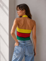 Women's Colorblock Cotton Blend Top