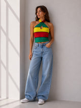 Women's Colorblock Cotton Blend Top