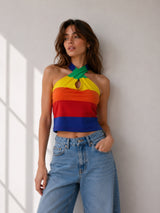 Women's Colorblock Cotton Blend Top