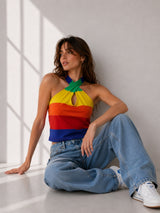Women's Colorblock Cotton Blend Top