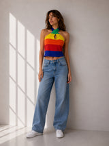 Women's Colorblock Cotton Blend Top