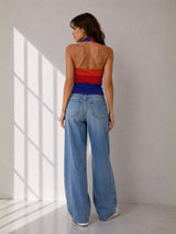 Women's Colorblock Cotton Blend Top