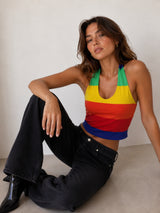 Women's Colorblock Cotton Blend Top