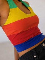 Women's Colorblock Cotton Blend Top
