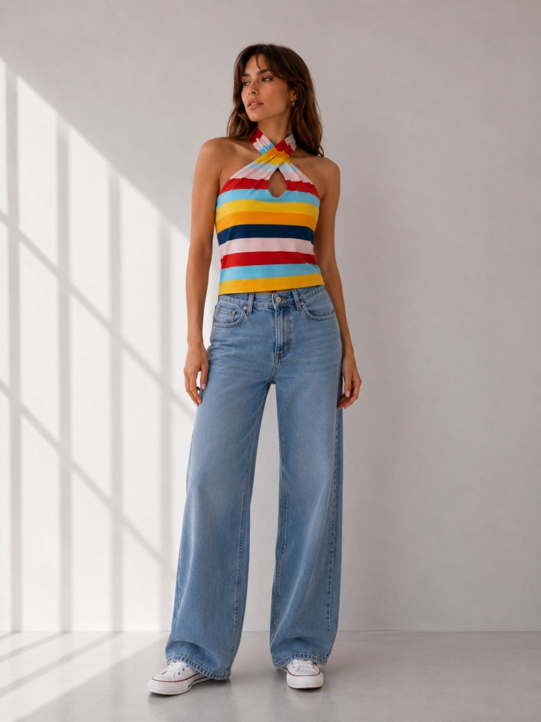 Women's Colorblock Cotton Blend Top