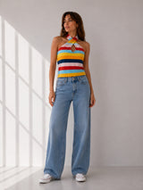Women's Colorblock Cotton Blend Top