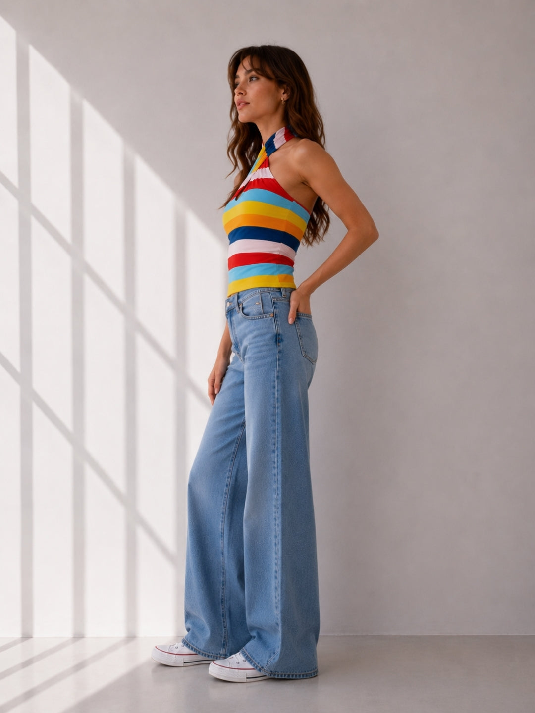 Women's Colorblock Cotton Blend Top