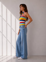 Women's Colorblock Cotton Blend Top