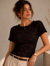 Women Slim Fit Printed Crop T-Shirt