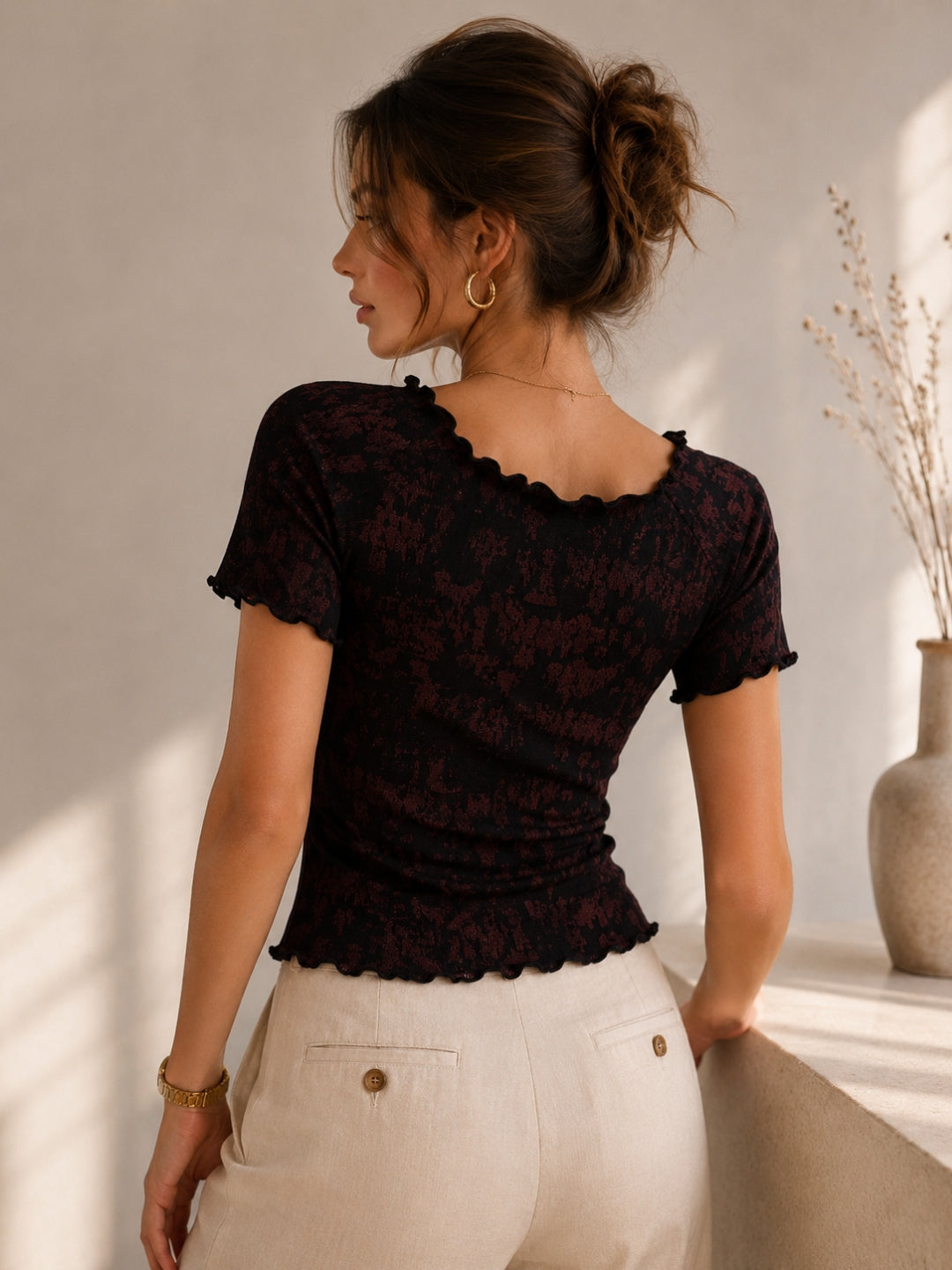 Women Slim Fit Printed Crop T-Shirt