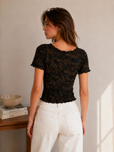 Women Slim Fit Printed Crop T-Shirt