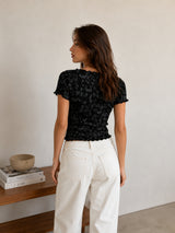 Women Slim Fit Printed Crop T-Shirt