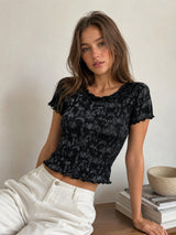 Women Slim Fit Printed Crop T-Shirt