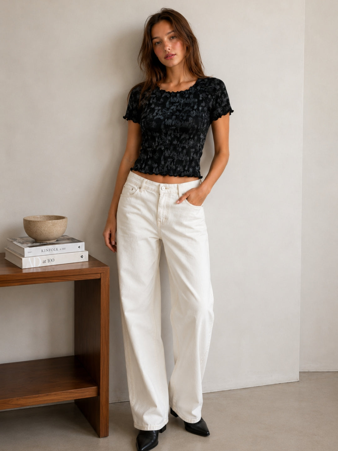 Women Slim Fit Printed Crop T-Shirt
