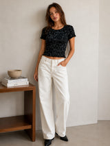 Women Slim Fit Printed Crop T-Shirt
