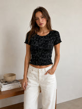 Women Slim Fit Printed Crop T-Shirt
