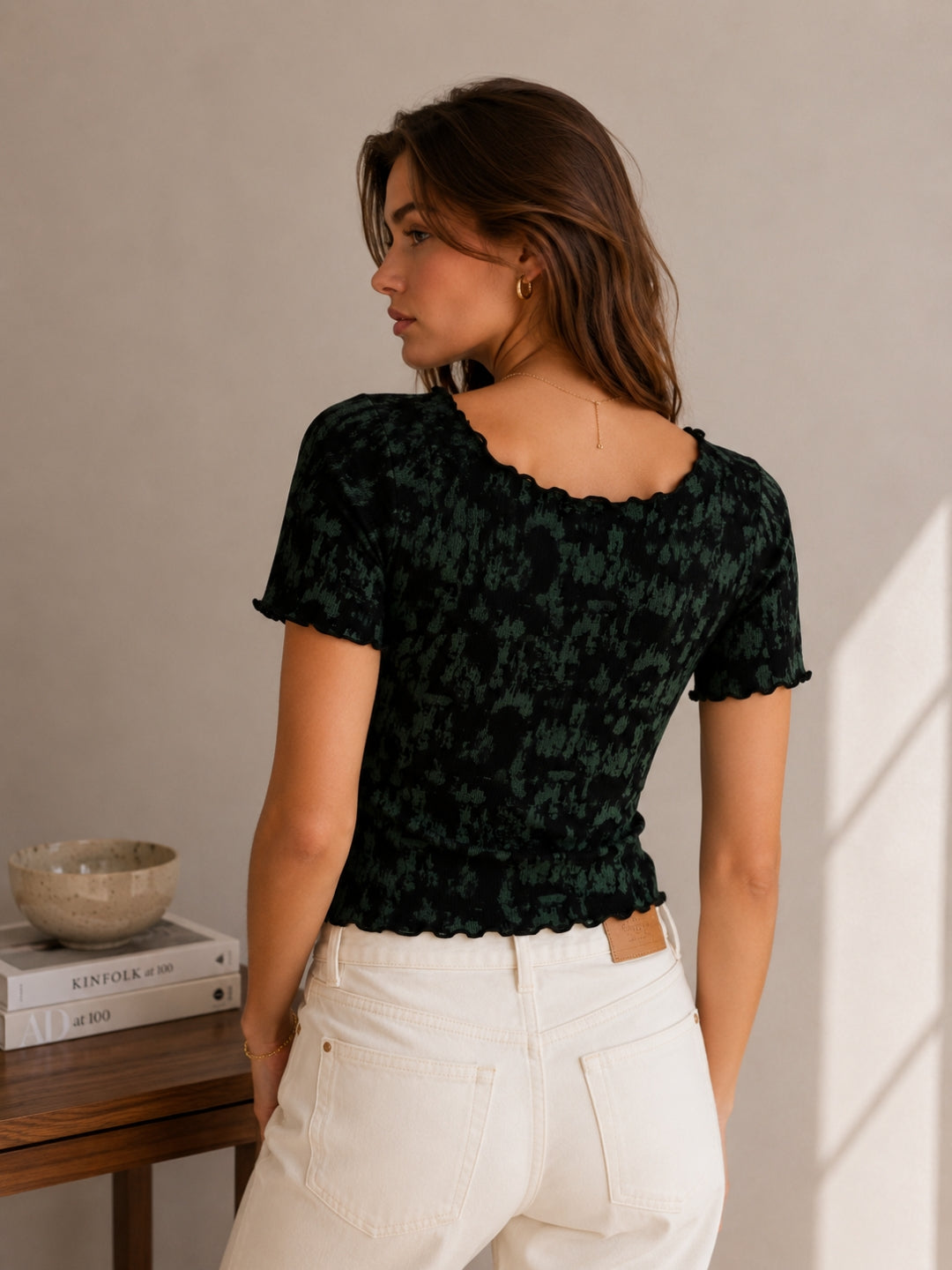 Women Slim Fit Printed Crop T-Shirt